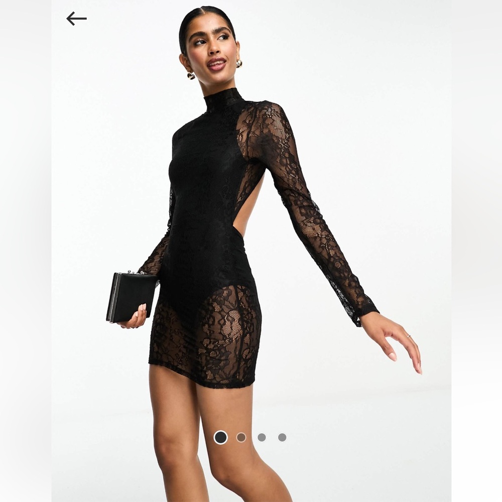ASOS Black Lace Long Sleeve Dress
